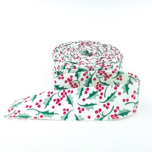Quilt Binding Merry Little Christmas Holly Cream 1 1/4" Single Fold