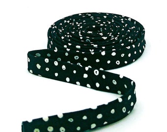 Double Fold Bias Tape 1/2'' Bad To The Bone Dots Black White Bias Binding