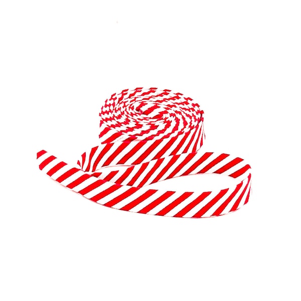 Double Fold Bias Tape Red & White Candy Stripe Binding