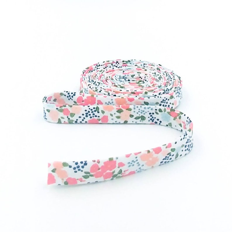 Double Fold Bias Tape 1/2'' A Day In The Life Floral Ivory White Bias Binding image 1