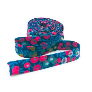 Double Fold Bias Tape 1/2&#39;&#39; Wide Liberty of London Tana Lawn Wiltshire Bud Red/Navy  3 Yards Bias Binding