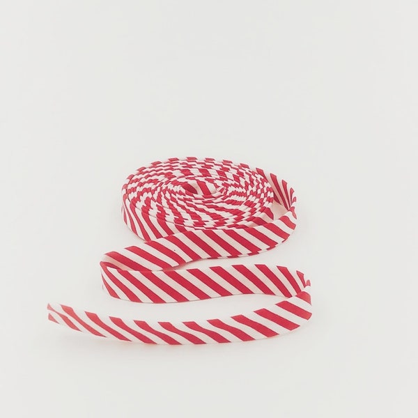 Double Fold Bias Tape Red & White Candy Stripe Bias Binding