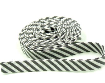 Double Fold Bias Tape Gray & White Stripe 1/2&quot; Wide Bias Binding