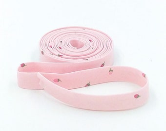 Double Fold Bias Tape 1/2'' To Grandmothers House Strawberries Pink Bias Binding