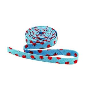 Double Fold Bias Tape 1/2&#39;&#39; Ladybird Ladybug Dot Blue Bias Binding