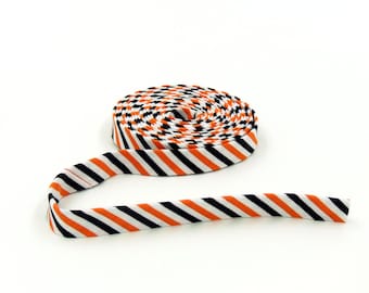 Double Fold Bias Tape 1/2'' Black & Orange Halloween Stripe Bias Binding