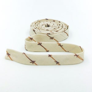 Double Fold Bias Tape 1/2&#39;&#39; Barbed Wire Brown Bias Binding