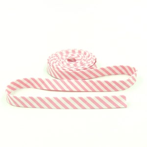 Double Fold Bias Tape Pink & White Candy Stripe Binding