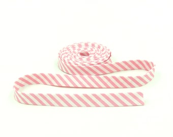 Double Fold Bias Tape Pink & White Candy Stripe Bias Binding