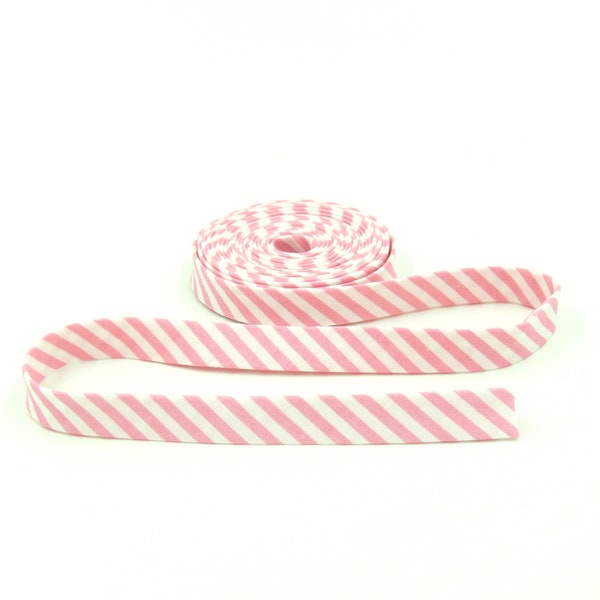 Double Fold Bias Tape Pink & White Candy Stripe Bias Binding