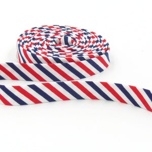 Double Fold Bias Tape 1/2'' Red White & Blue Patriotic Stripe Bias Binding