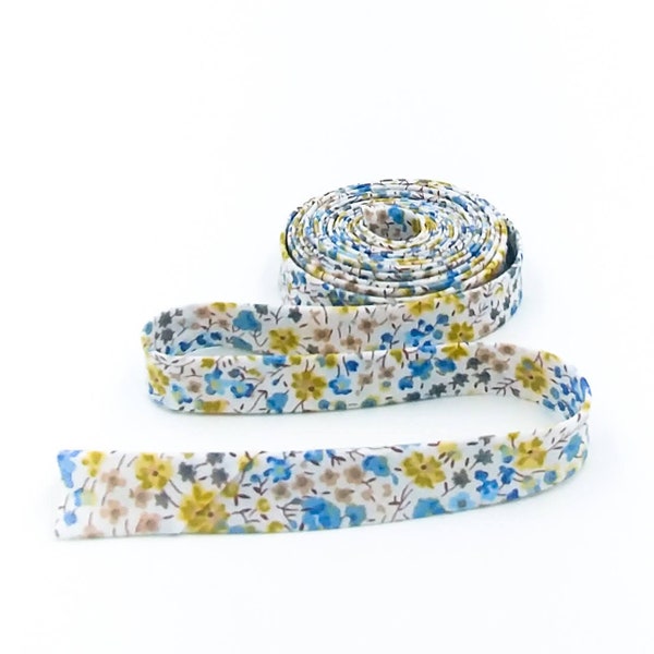 Double Fold Bias Tape 1/2'' Wide Liberty of London Tana Lawn Phoebe Blue 3 Yards