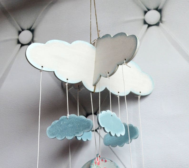 Holz Wolke Baby Mobile Hänger Himmel Mobile Bebe Baby Shower Etsy