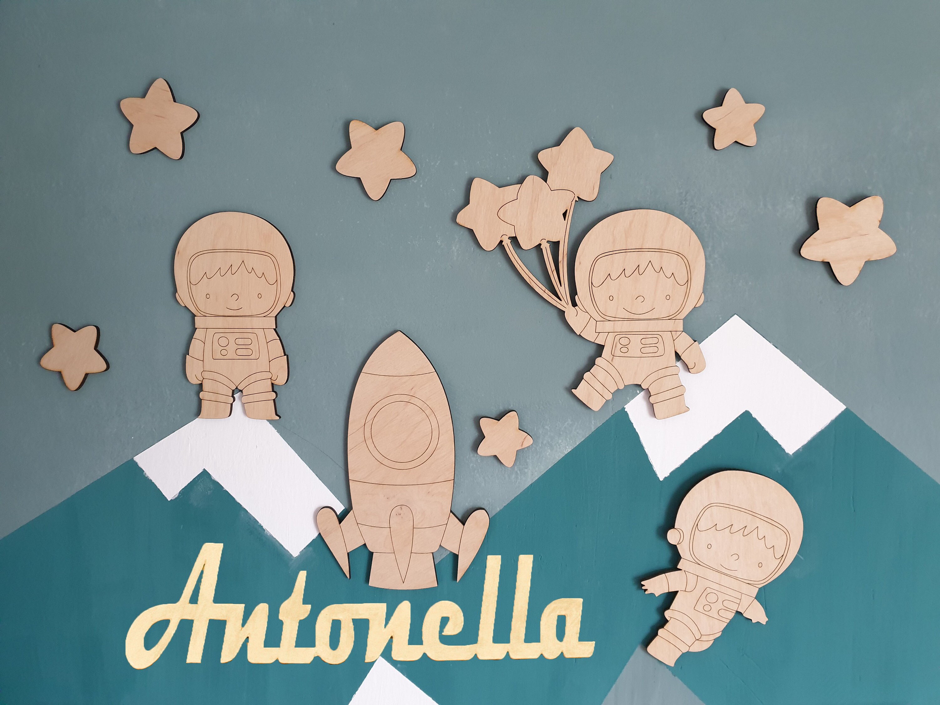 Astronaut Nursery Wall Art Space Baby Room Decor 3D Wall Decal Etsy