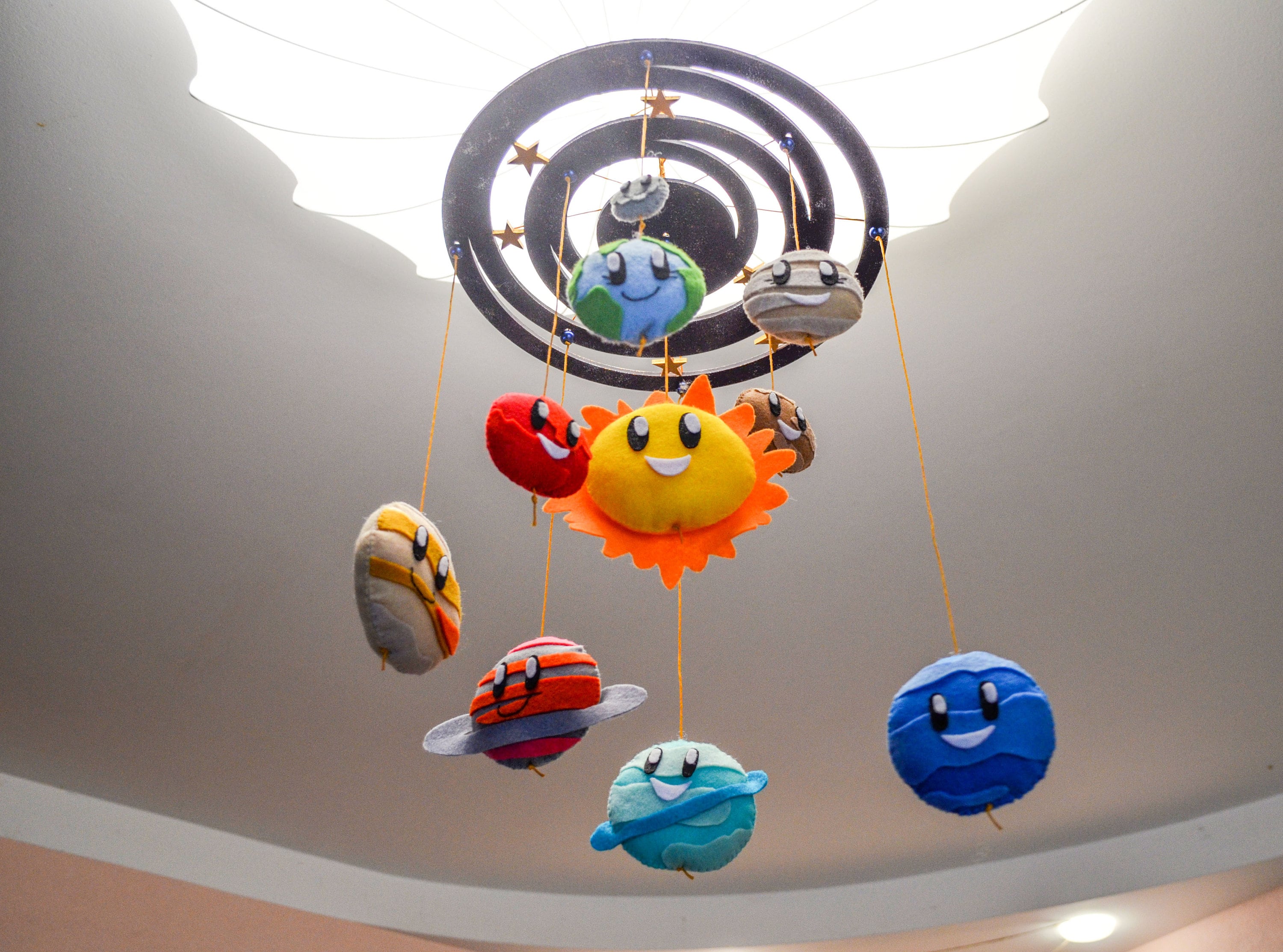 Space felt crib mobile solar system galaxy nursery Etsy