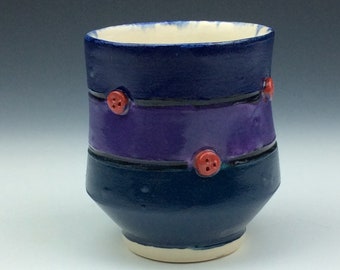 Blue and purple handmade ceramic pottery yumoni cup tea cup whiskey tumbler