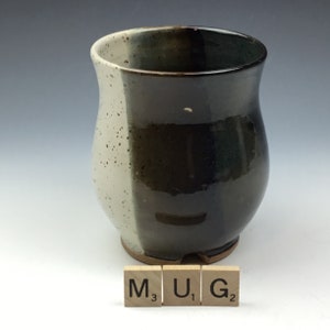 Pottery Ceramic Coffee Mug Cup Tumbler Handmade Green and White holds 2 cups
