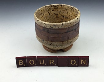 Handmade Pottery Ceramic Bourbon Tumbler Cup Mug Brown Holds 1 cup