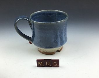 Coffee Mug Handmade Ceramic Pottery Mug Cup Tumbler in Blue and White holds 14oz