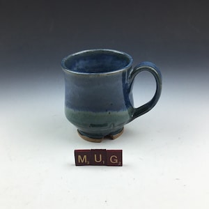 Coffee Mug Handmade Ceramic Pottery Mug Cup Tumbler in Blue and Green holds 14oz