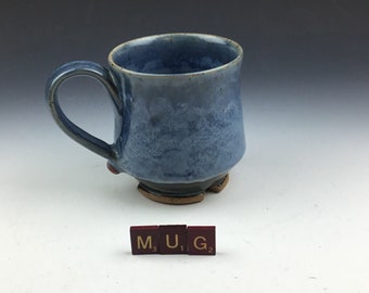 Coffee Mug Handmade Ceramic Pottery Mug Cup Tumbler in Blue and Green holds 14oz