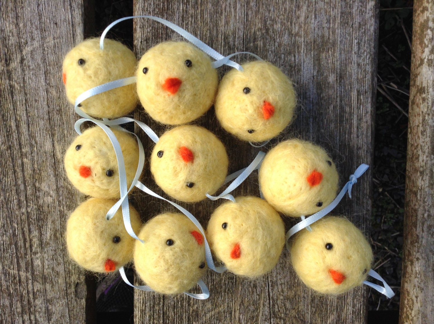 Chick Garland Aiguille Feutrée Décoration de Pâques Faite à La Main Partir Laine Mouton