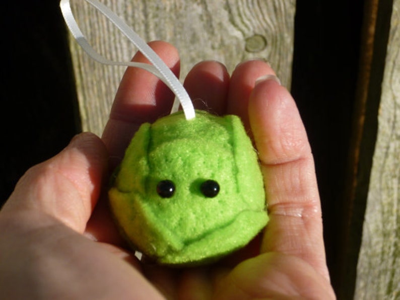 Brussel Sprout Bauble Needle Felted Christmas Decoration handmade from sheep wool image 4