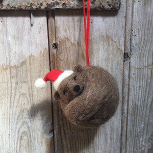 Needle felt brown bear hanging decoration Hand made Christmas Tree Ornament