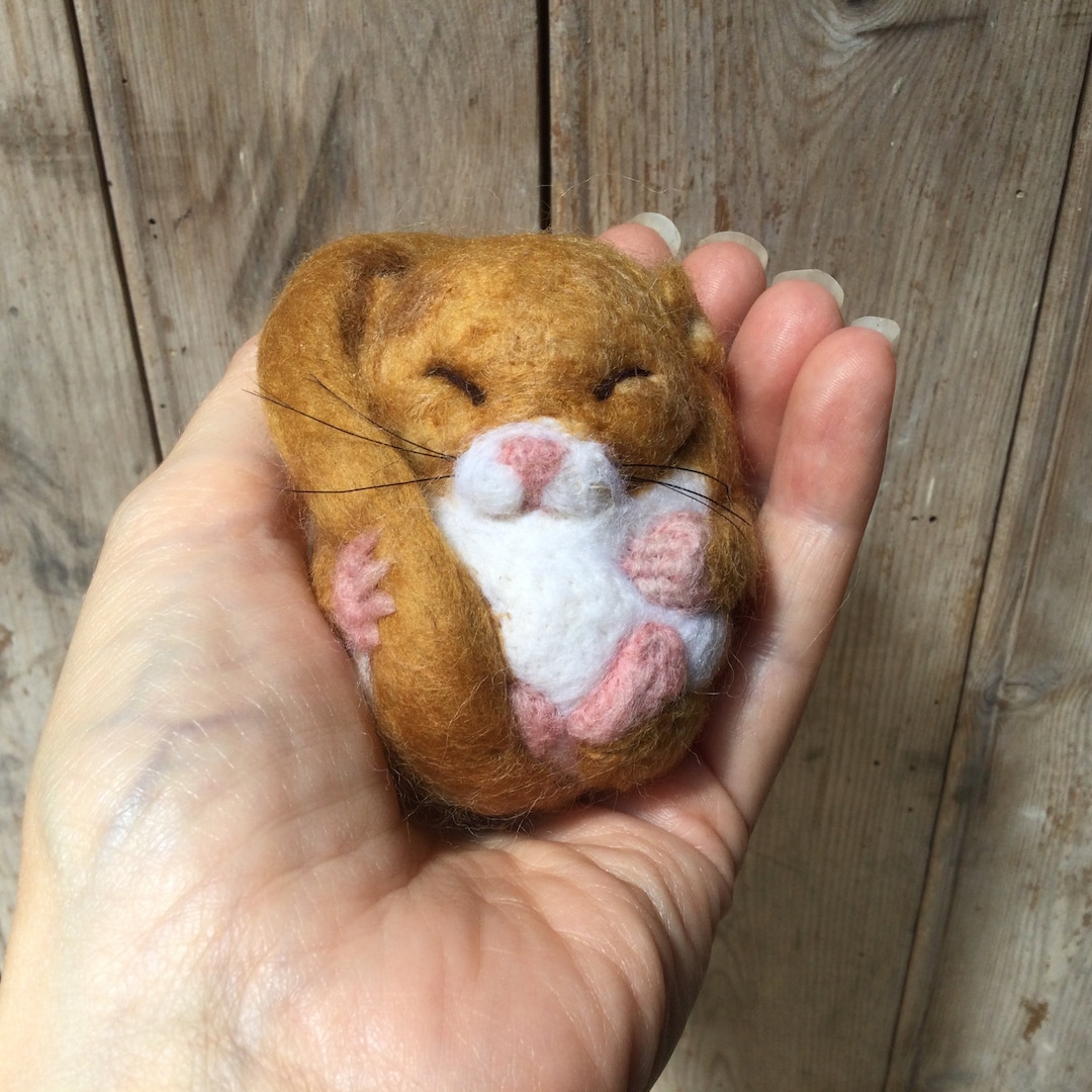Handmade Sleeping Dormouse / Mouse Ornament Needle Felted From Sheep