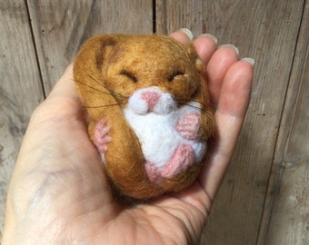Handmade Sleeping dormouse / mouse ornament Needle felted from sheep wool