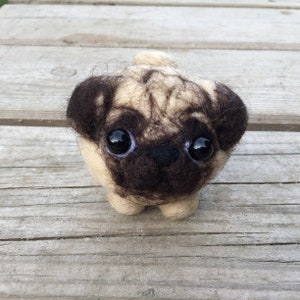 Pug puppy dog Needle Felted Decoration handmade from sheep wool