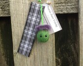 Handmade Scottish tartan bookmark with needle felted thistle / highland cow / heart decoration