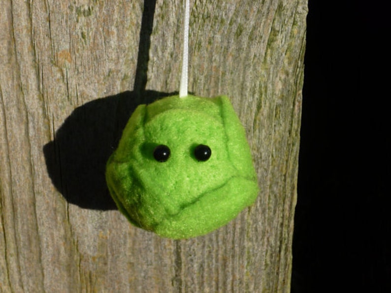 Brussel Sprout Bauble Needle Felted Christmas Decoration handmade from sheep wool image 2