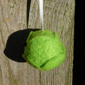 Brussel Sprout Bauble Needle Felted Christmas Decoration handmade from sheep wool image 3