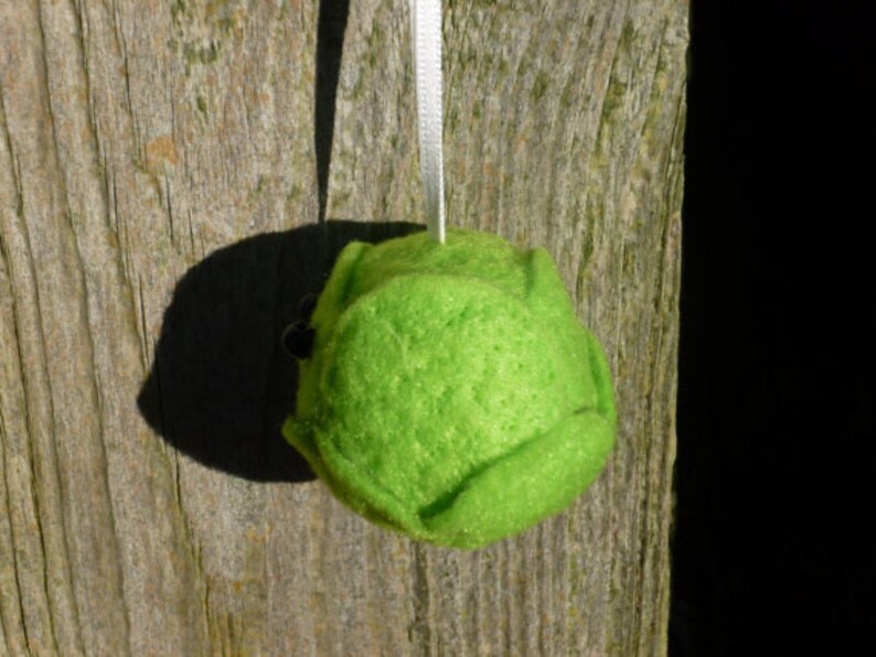 Brussel Sprout Bauble Needle Felted Christmas Decoration handmade from sheep wool image 3