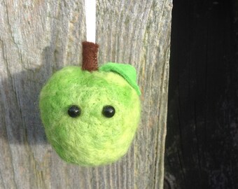 Apple Bauble Needle Felted Decoration handmade from sheep wool