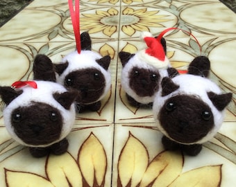 Siamese Kitten / Siamese Cat Needle Felted Decoration or keyring handmade from sheep wool