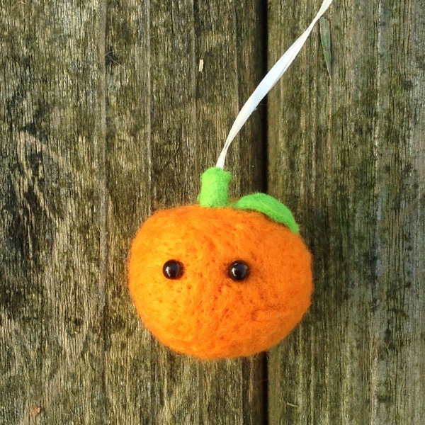 Satsuma Bauble Needle Felted Decoration handmade from sheep wool