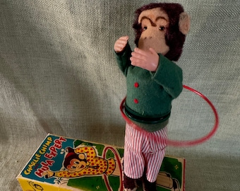 Charlie Chimp Hula Expert, Japan Tin Wind Up Toy