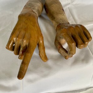 Architectural Salvage 18th Century Santos Hands of God, Life Size Carved Wood Saint’s Hands