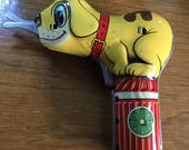 Vintage Tin Toy Cut Up Puppy, Dog on Hydrant Battery Op Scissors