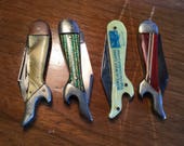 Lot of 4 Antique Lady Leg Pocket Knives, Celluloid, 1920-1950