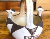 Antique Native Acoma Pueblo Pottery Bird Basket