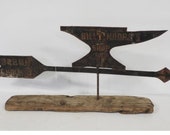 Antique Folk Art Blacksmith Anvil Weathervane, 1840-80 Iowa
