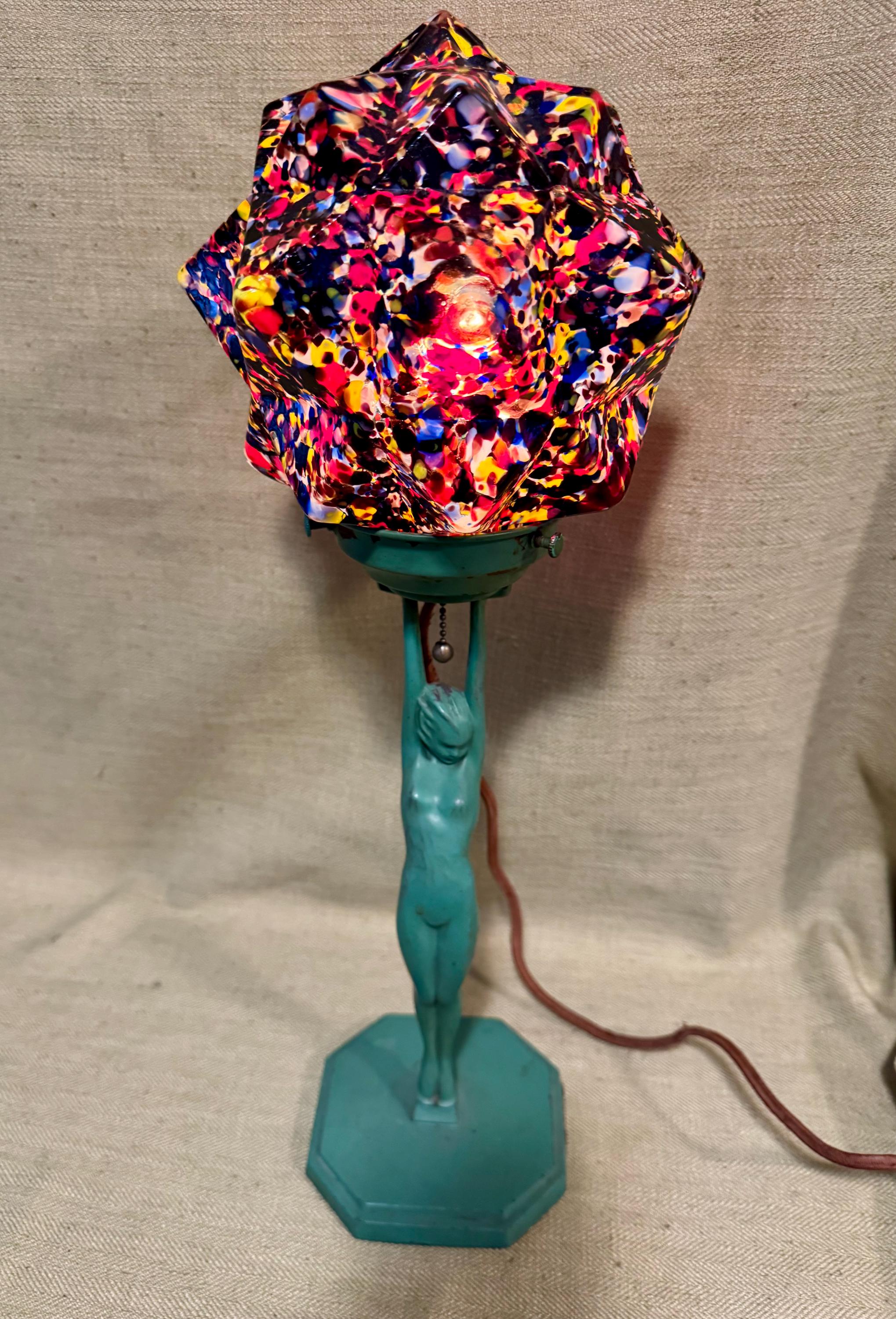 1920's Frankart Art Deco Lamp With End of Day Glass Shade - Etsy