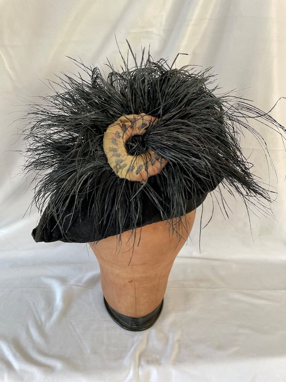 Stunning Antique Edwardian Suffragette Hat, Velvet