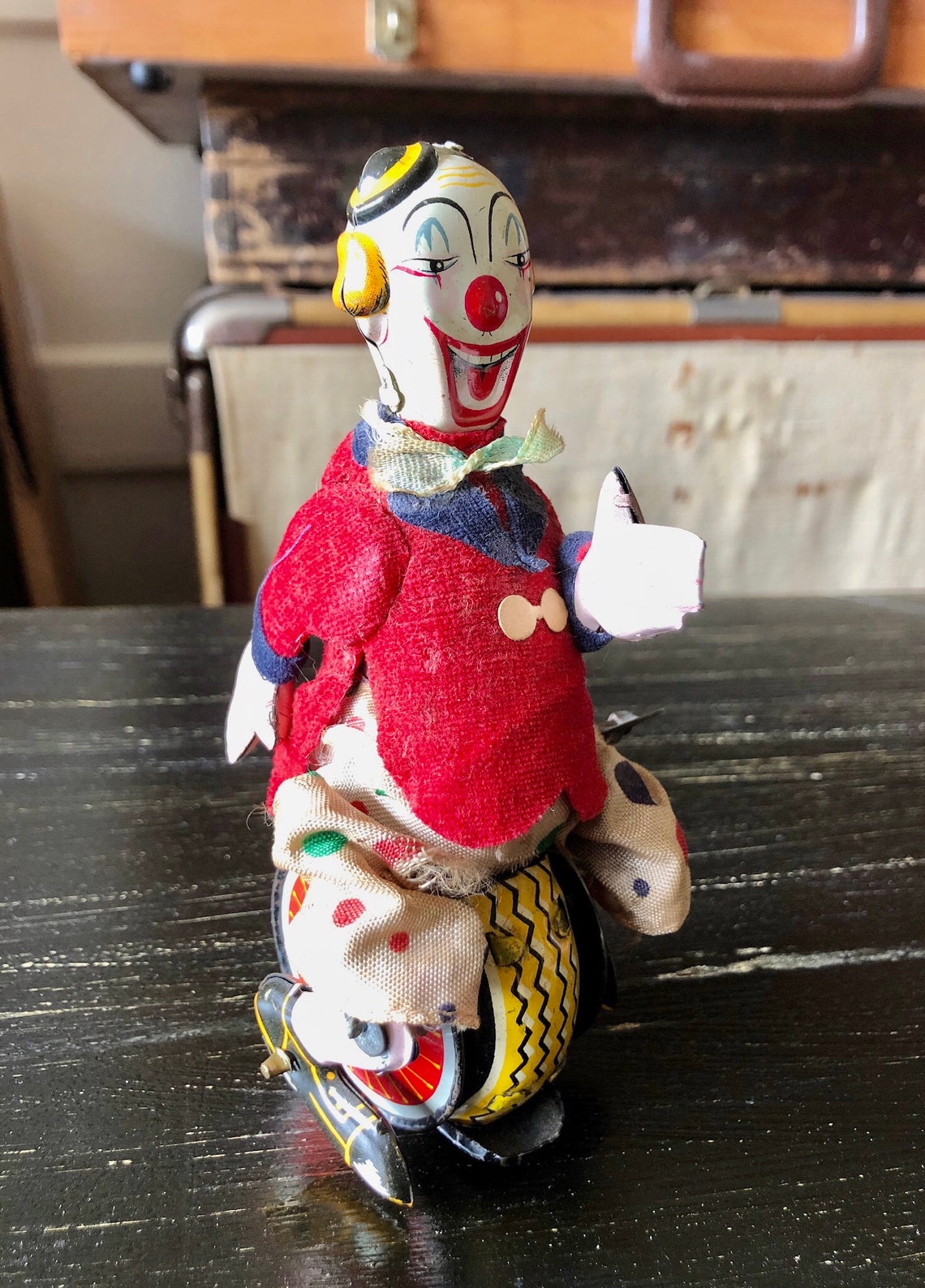 Vintage Clown on Unicycle Cragstan TPS Japan Wind Up tin toy Etsy