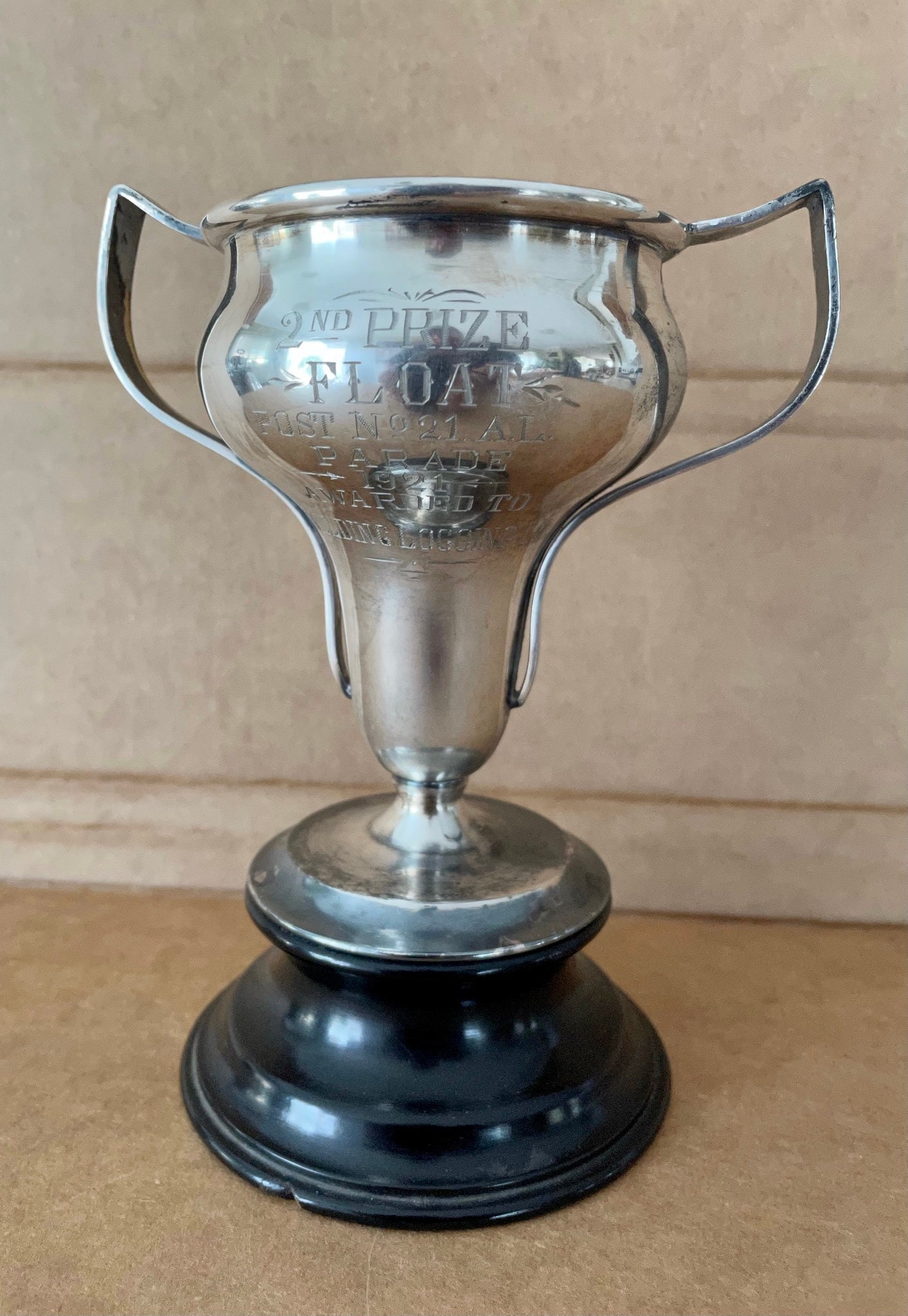 1921 Silver Loving Cup Trophy 2nd Place Parade Float Logging