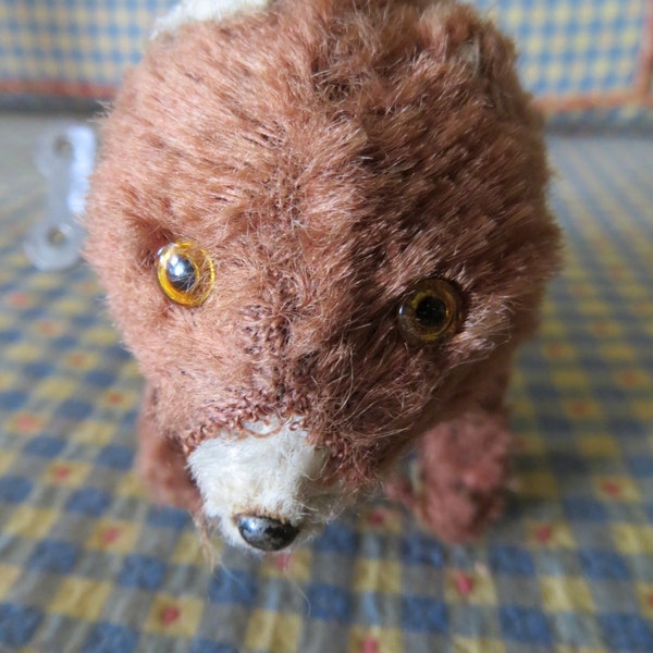 Beautiful Antique Tin Wind Up Grizzly Bear Toy