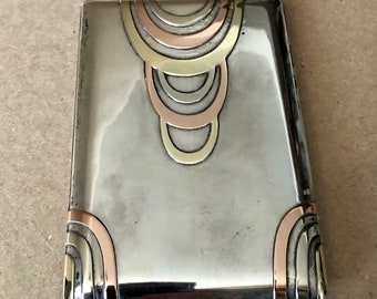 Original Art Deco Alfred Dunhill Sterling Silver and 14k Gold Cigarette Case